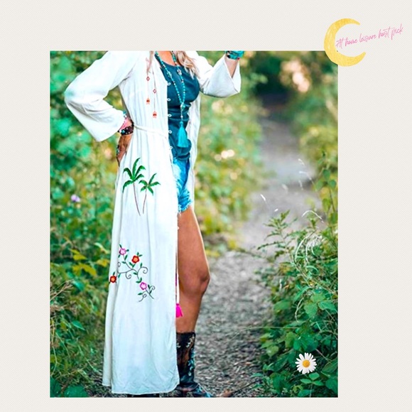 New...Stunning, white, super soft kimono Cotton, long, tassels on white slim b.. - Picture 3 of 7